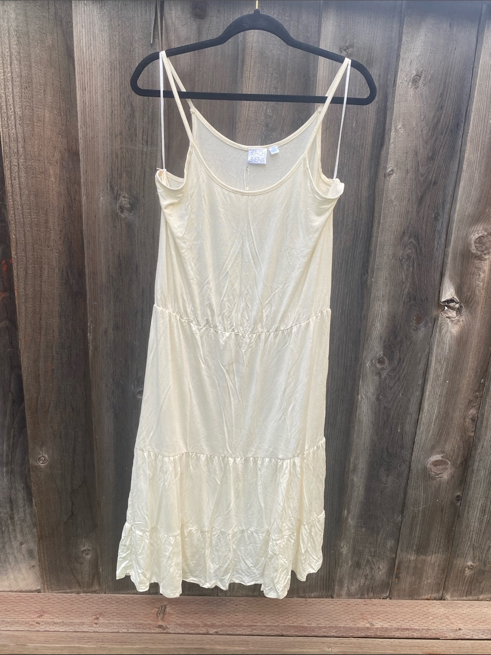 Beach Break Cream Spaghetti Strap Tiered Slip Dress